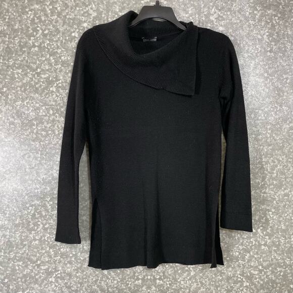 Vince Camuto Women's Black Long Length Cowl Neck Sweater - Size Petite Medium MP - Picture 1 of 5